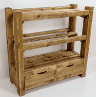 Rustic wooden shoe rack with drawer up to 15 pairs